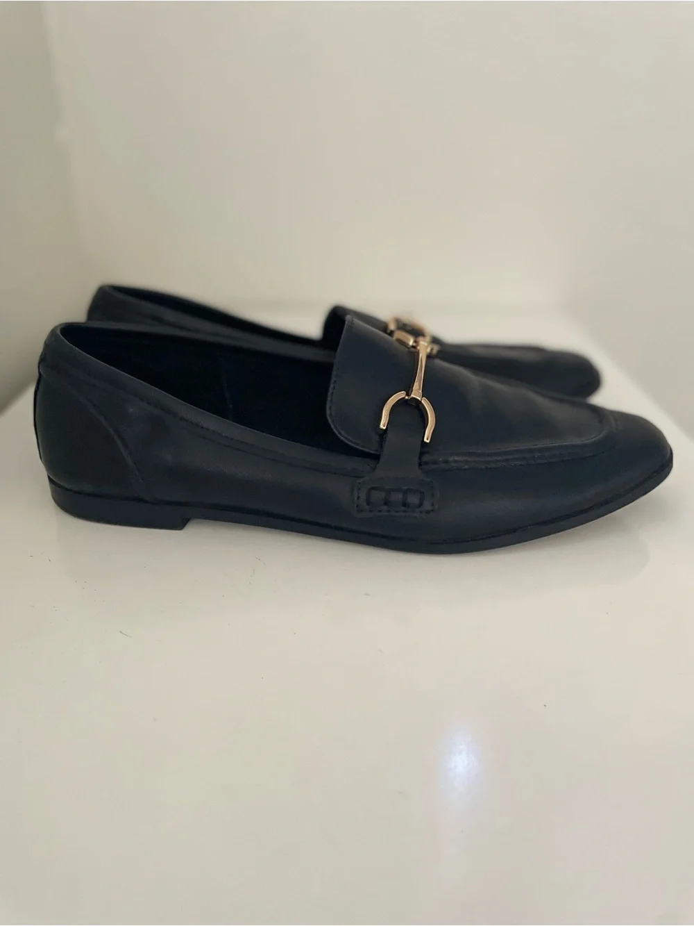 Steve Madden Women's Carinne Classic Black Leather Horsebit Loafers SZ 9